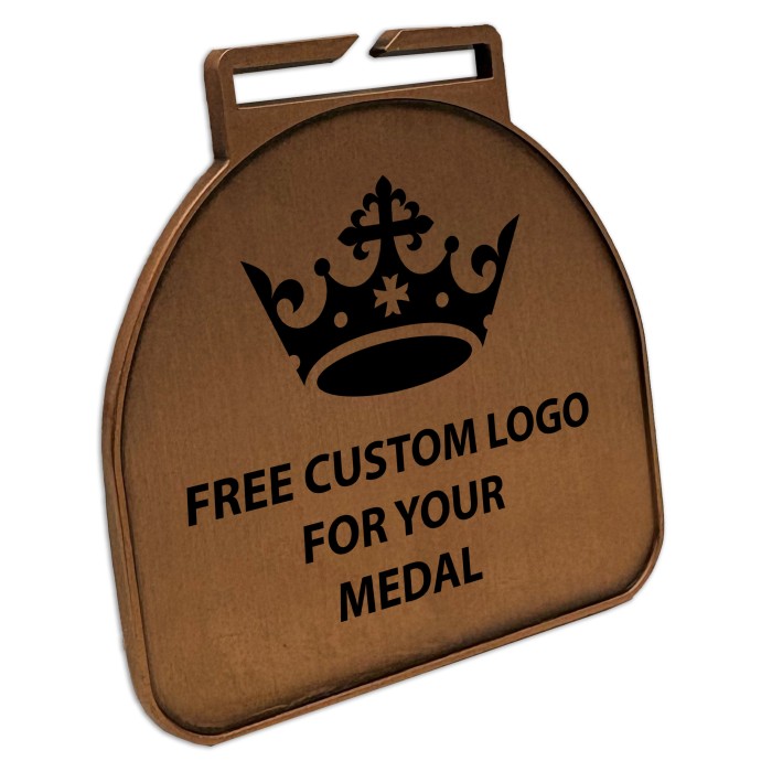 60MM MODERN CURVED BUDGET METAL PRINTED MEDAL - GOLD/ SILVER/ BRONZE/ BLACK/ WHITE